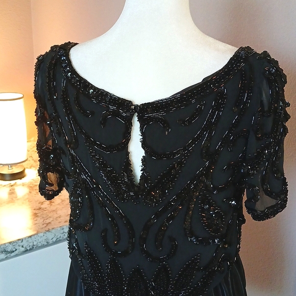 Vintage Black Silk Beaded Bodysuit size 6 by A.J.Bari - Picture 6 of 10